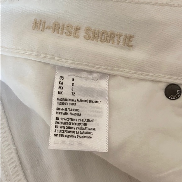 American Eagle White Denim Hi-Rose Shorts - Picture 5 of 5